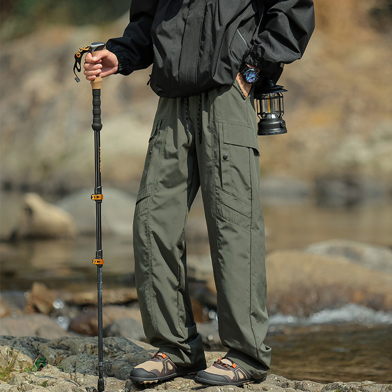 Trendy Brand Parachute-Style Hiking Casual Pants for Men 2026 Spring New Loose Straight-Leg Cargo Pants Men's Wide-Leg Long Pants