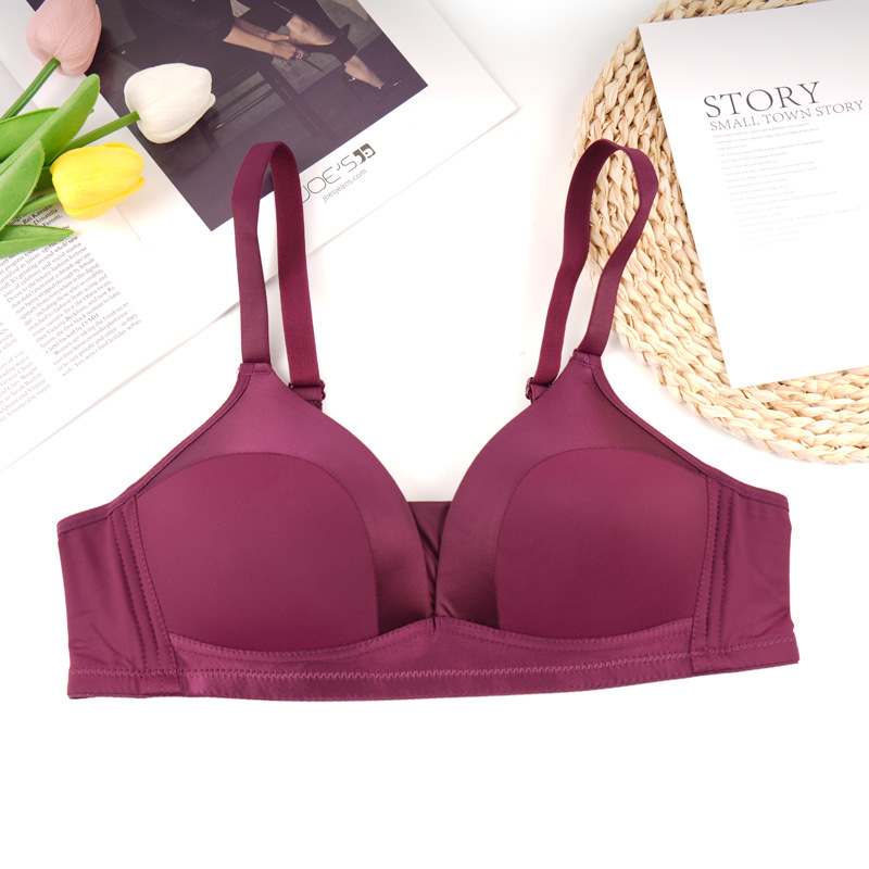 Fábrica de Shantou punto sin anillo de acero sujetador de mujer una pieza de ajuste cómodo sin marcas juntar sujetador de ropa interior anti-caída