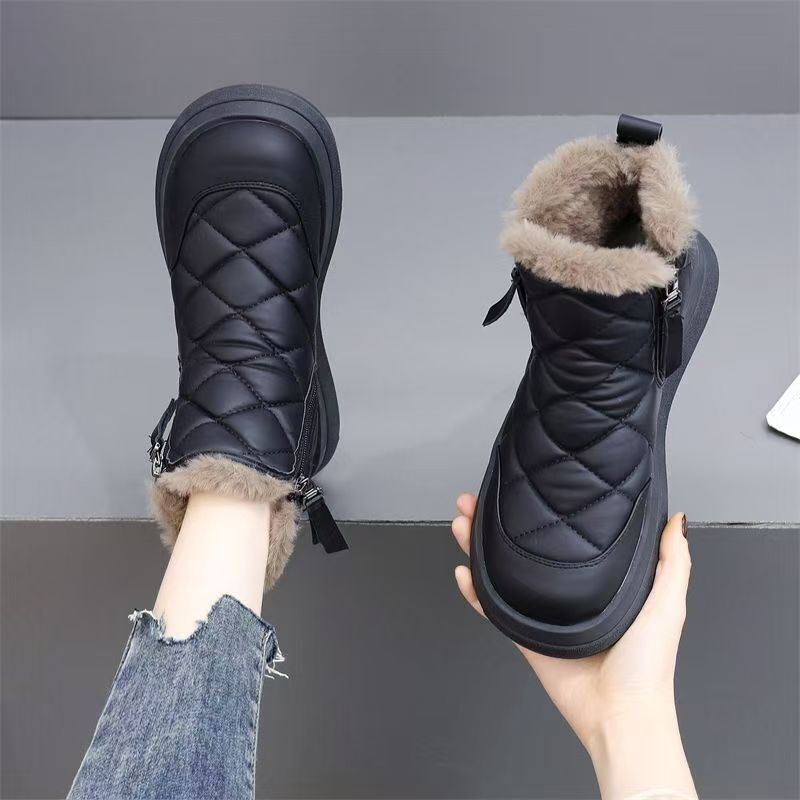 Fur Integrated Snow Boots for Women 2025 New Winter Cotton Boots Non-Slip Fleece-Lined Thickeneded Northeastern Cotton Shoes Dropshipping