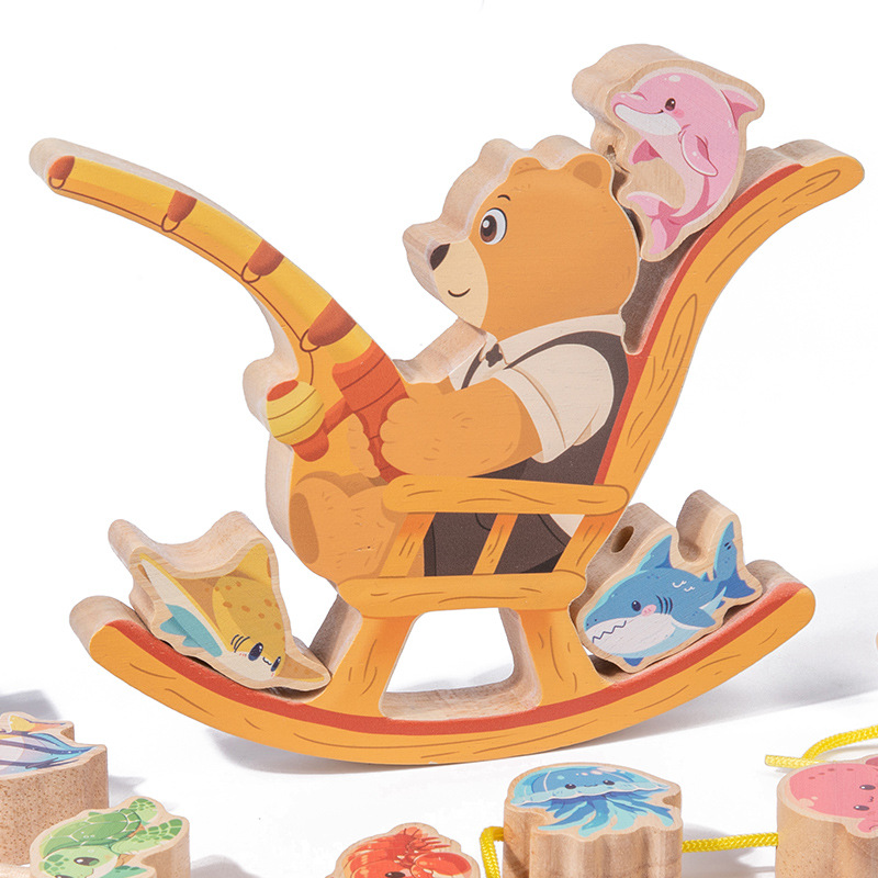 Pequeño oso pescar equilibrio cuentas juego de bloques de construcción juguetes juegos de mesa educación temprana rompecabezas interacción padres-hijos apilamiento alto
