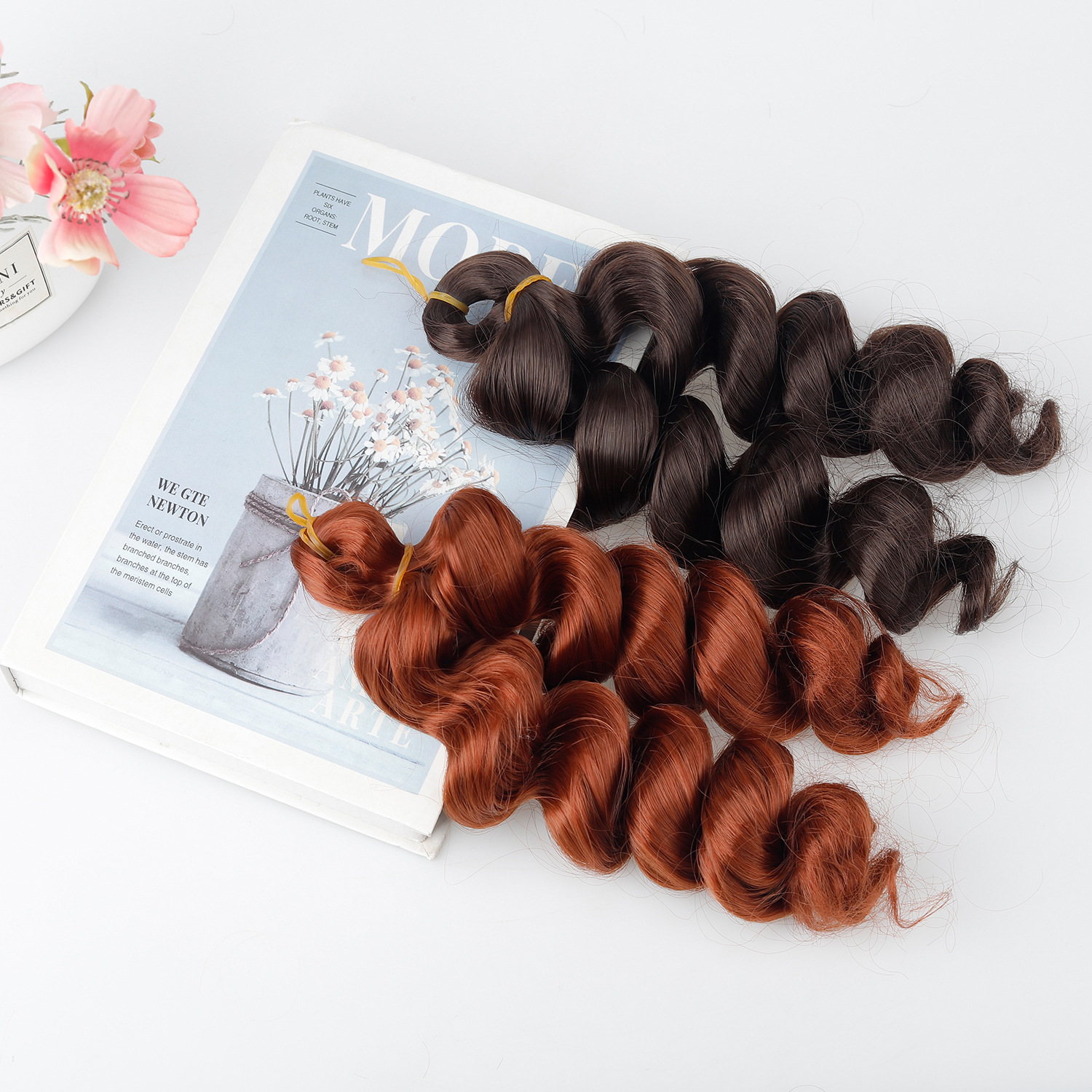 Comercio exterior negro cabello 12in Italy curly Crochet Braids Hair doble pequeño rollo africano