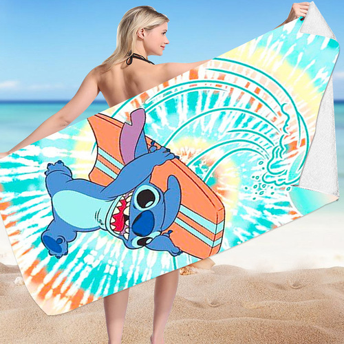 Cross-border Stitch cartoon beach towel microfiber double-sided velvet beach towel bath towel versatile square towel beach towel