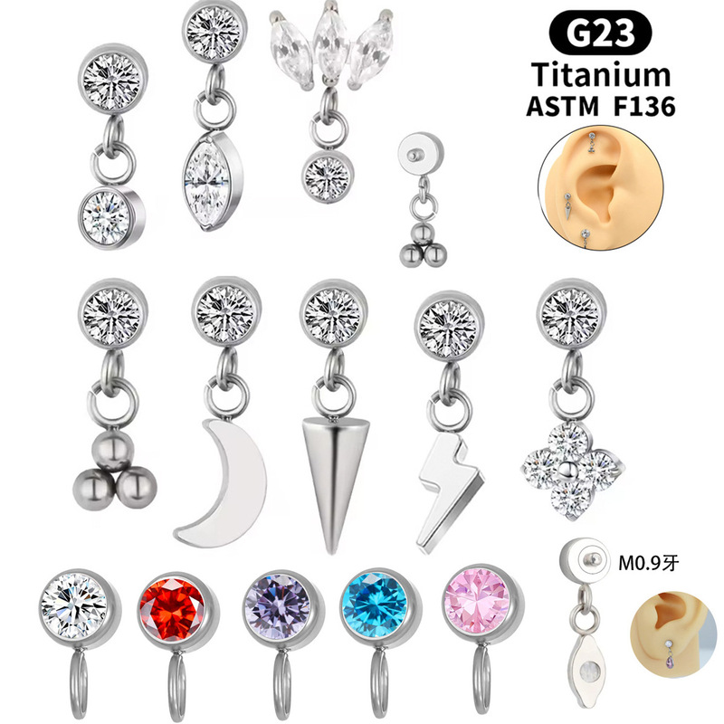 Pure Titanium Alloy Replacement Piece Piercing Lip Nail Earring Accessories F136 Earring DIY Replacement Piece Internal Thread Earring Decoration