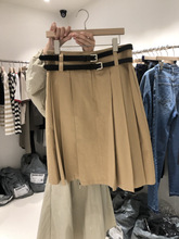 韩国东大门2024年夏季新款时尚高腰纯色宽松显瘦百褶半身短裙子女