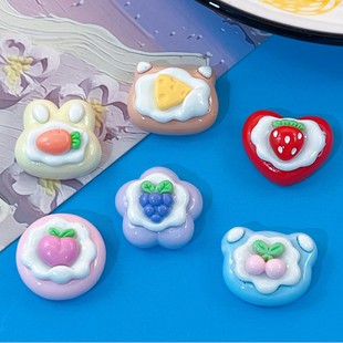 Bright Fruit Strawberry Cherry Plum Blossom Love Rabbit Head Bear Hair Clip Hole Shoes Buckle DIY Resin Accessories