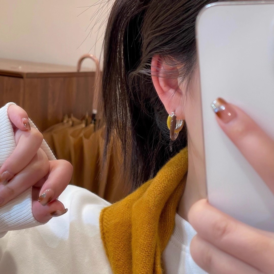 Meilad aretes de color geométrico de doble capa 2025 nuevos aretes de diseño único aretes de moda aretes de estilo versátil