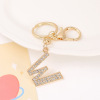 Metal keychain with letters, golden pendant, English letters, wholesale