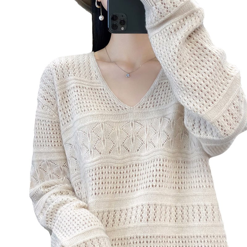 Autumn elegant fashionable solid color woolen knitted sweater