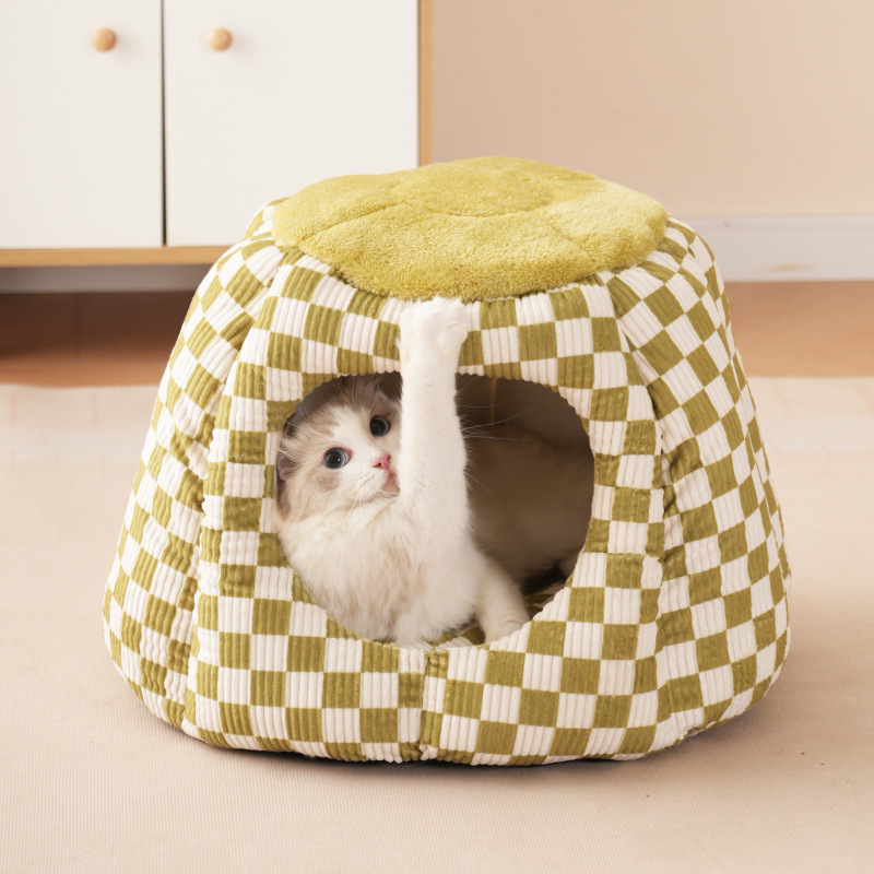 新型猫小屋冬保温四季通用閉鎖型犬小屋小型犬ネット赤防寒猫屋冬モデルが厚くなった|undefined