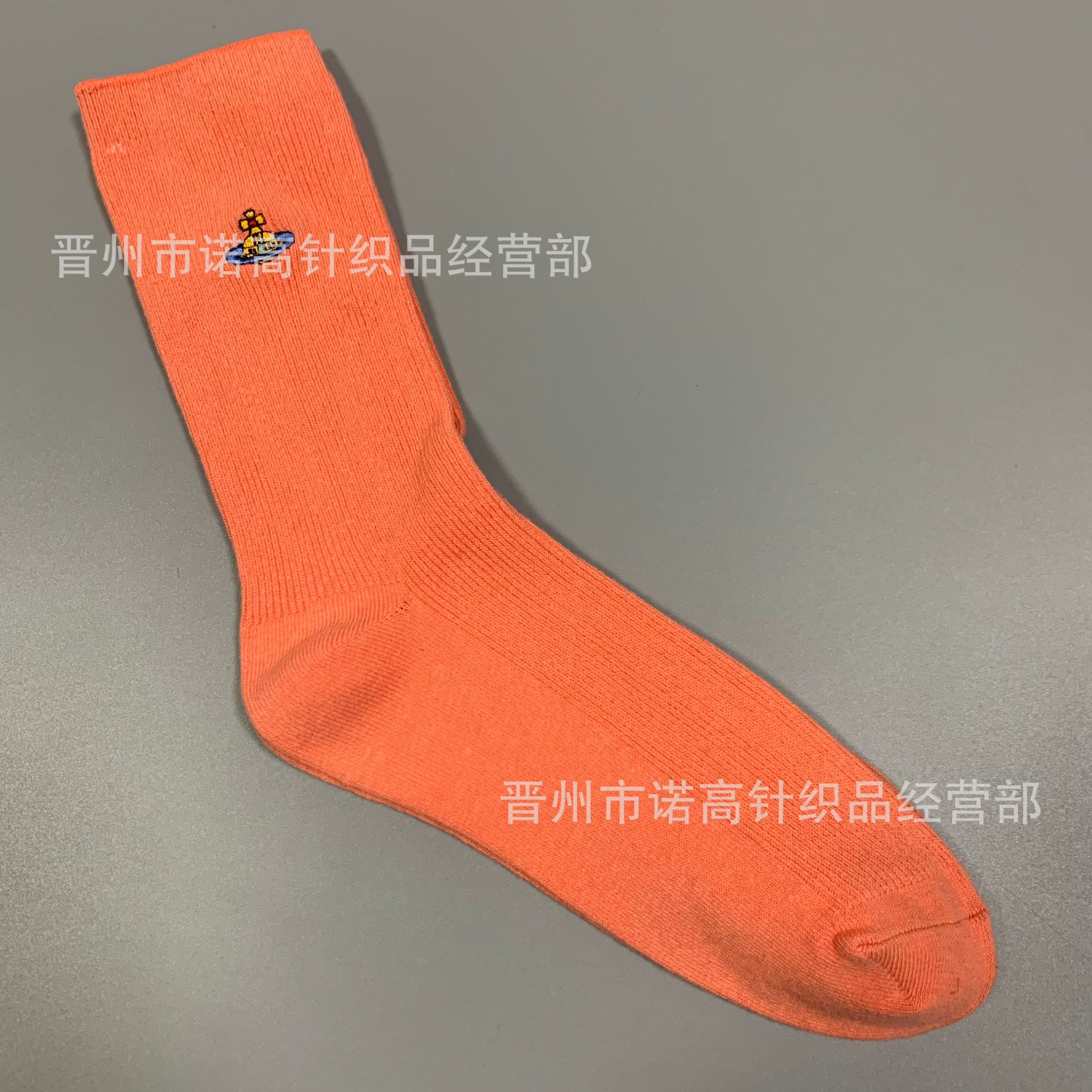 Calcetines japonesas bordadas Saturno rodilla sobre rodilla calcetines sólidas escolares de doble aguja peinadas calcetines de algodón