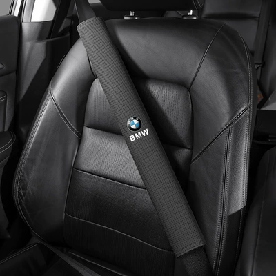 Seat belt shoulder pad — Series 1 Series 6 7 Series - bmw-round-label-50cm-suede-noble-black-shoulder-pads-single-pack