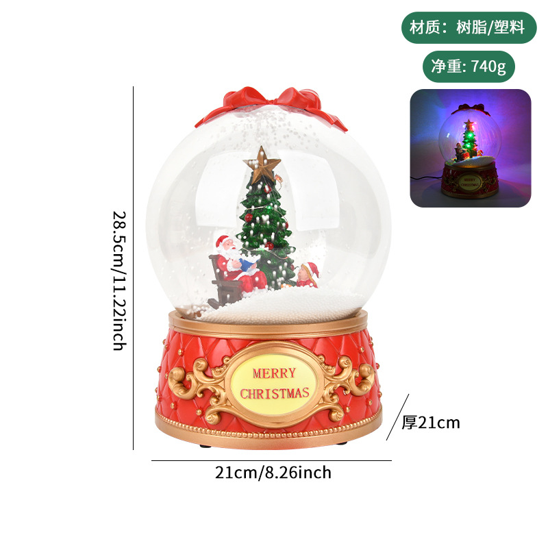 Decoraciones de Navidad luminosas caja de música caja de sonido bolas de cristal regalos para niños regalos adornos de resina de escritorio