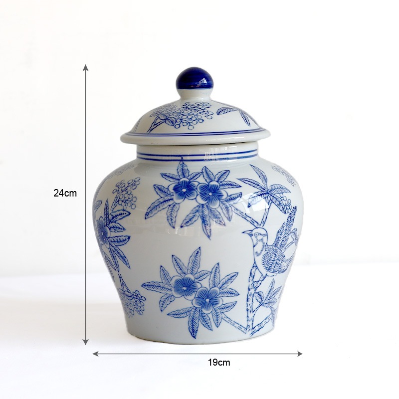 青花磁器花瓶、陶磁器花瓶、新中式水耕栽培磁器、高級感のあるリビングルーム装飾花器、ワンピース配送