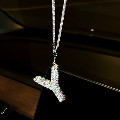 Rearview Mirror Decoration, Car Interior – Car hanging - pendant-diamond-letter-y