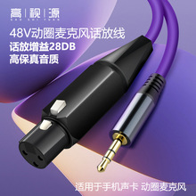2米音频连接线麦克风话放增益话筒线适用S08声卡3.5MM话筒卡侬线