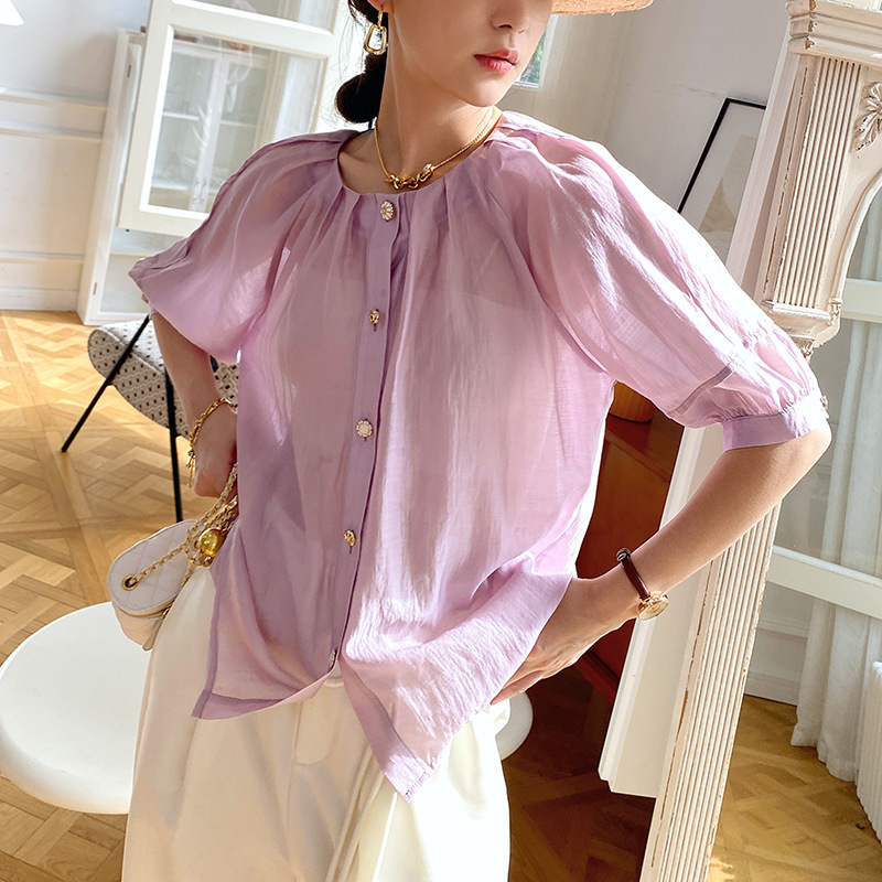 Summer Thin Tencel Shirts, Ladylike and Fragrant French Blouses, Designer Women's Tops, Fashionable