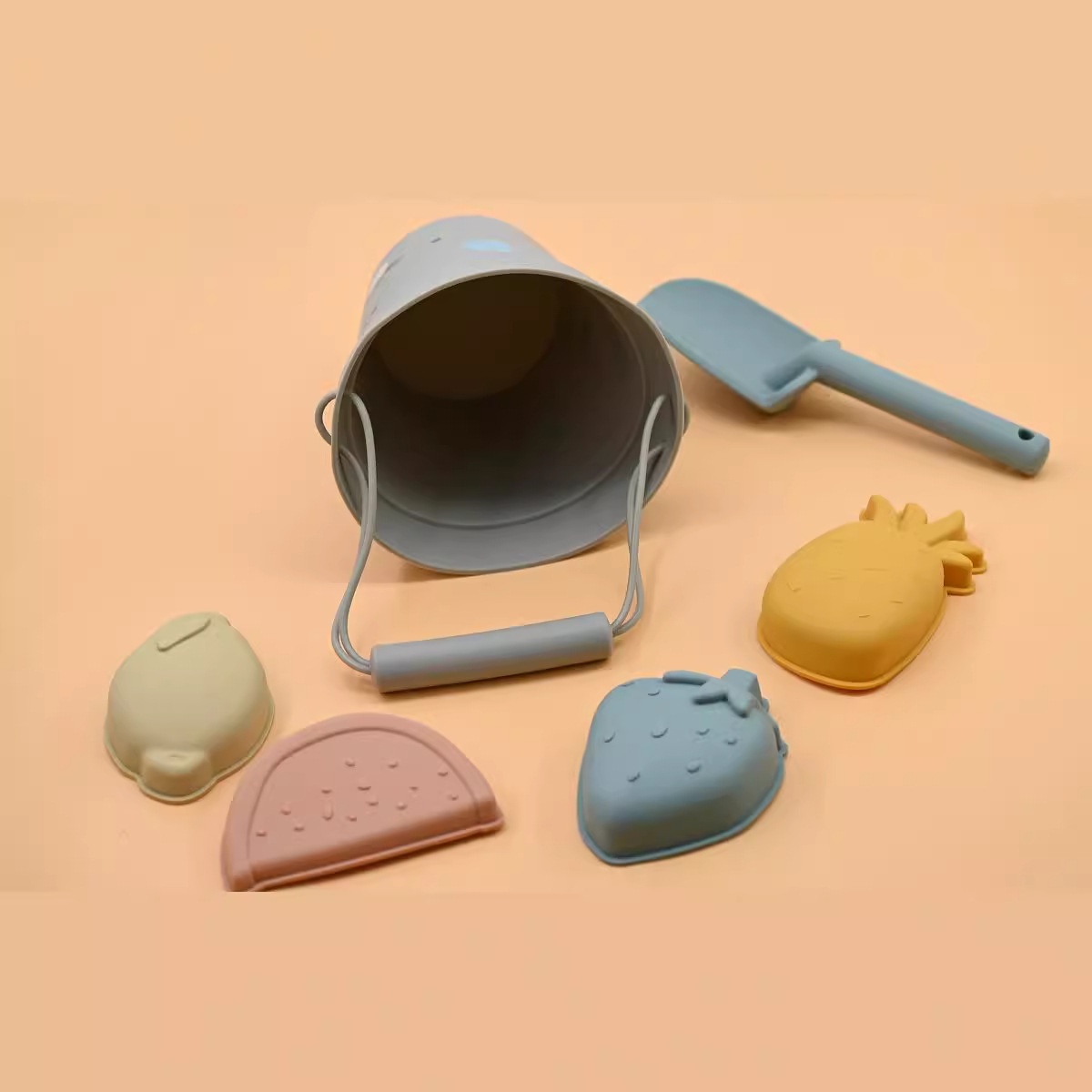 Herramientas de excavación de arena Barril junto al mar Juguetes para niños Pala junto al mar Fruta para padres e hijos Barril de silicona Juego de juguetes de playa