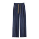Real shot in stock 2025 new tannin dark blue wide leg jeans spring and summer ice silk straight tube floor pants
