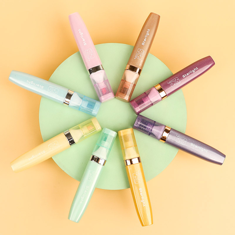 51072H estrella brillante resalte pluma de metal fluorescente color mano cuenta pluma estudiante DIY mano cuenta pluma cubierta color no cubierta palabras