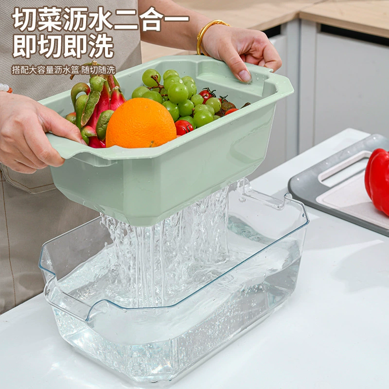 Многофункциональная кухонная шинковка, лезвия из нержавеющей стали, двойная ёмкость‑сито, 6‑в‑1
