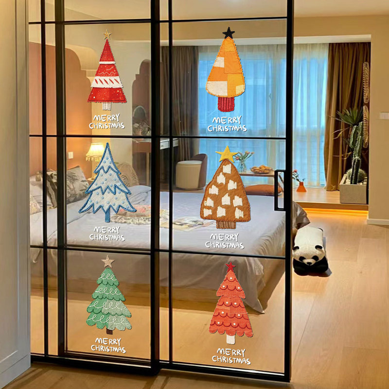 Cross-Border 2027 Christmas Decorations Mall Display Glass Door Stickers Cartoon Fabric Christmas Tree Static Cling Window Decorations Cross-Border 2027 Christmas Decorations Mall Display Glass Door Stickers Cartoon Fabric Christmas Tree Static Cling Window Decorations