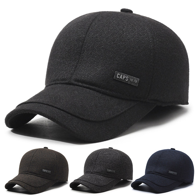 Chapeau en velours épais avec protection des oreilles pour les personnes âgées, casquette de baseball chaude et résistante au froid pour les hommes d'automne et d'hiver, d'âge moyen_voghion.com