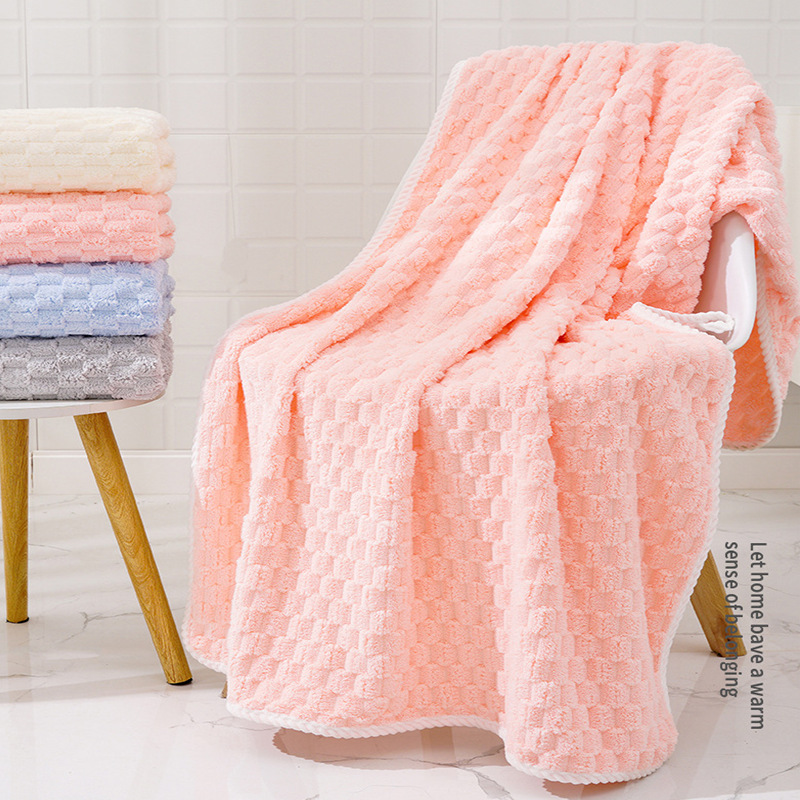 Cloud Lattice Towel Bath Towel Set Tortoise Velvet Absorbent Thickened Coral Velvet Mother and Mother Set Towel Bath Towel Wrapping Towel