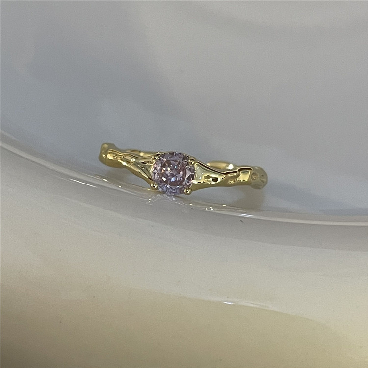 Retro Round Copper Plating Inlay Opal Pearl Zircon Rings 1 Piece