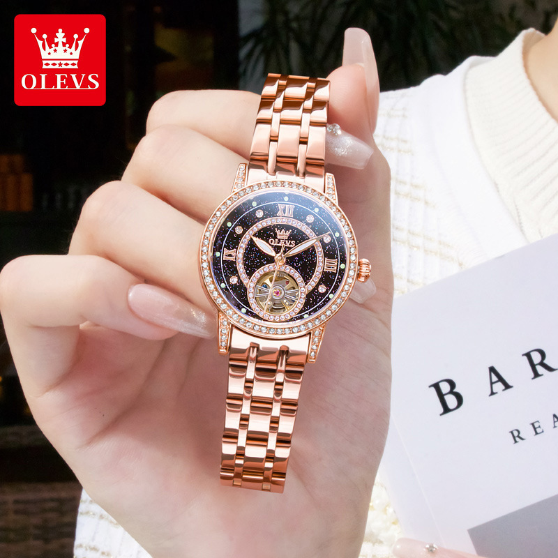 Swiss Official Authentic Qinlang Watch New Niche Diamond Fashion Fully Automatic Mechanical Women's Watch Waterproof Luminous