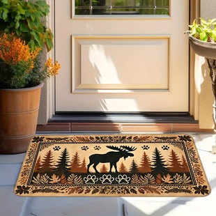 Imitation coconut brown printed floor mat door non-slip stain-resistant rubber mat machine washable floor mat porch mat labeling generation
