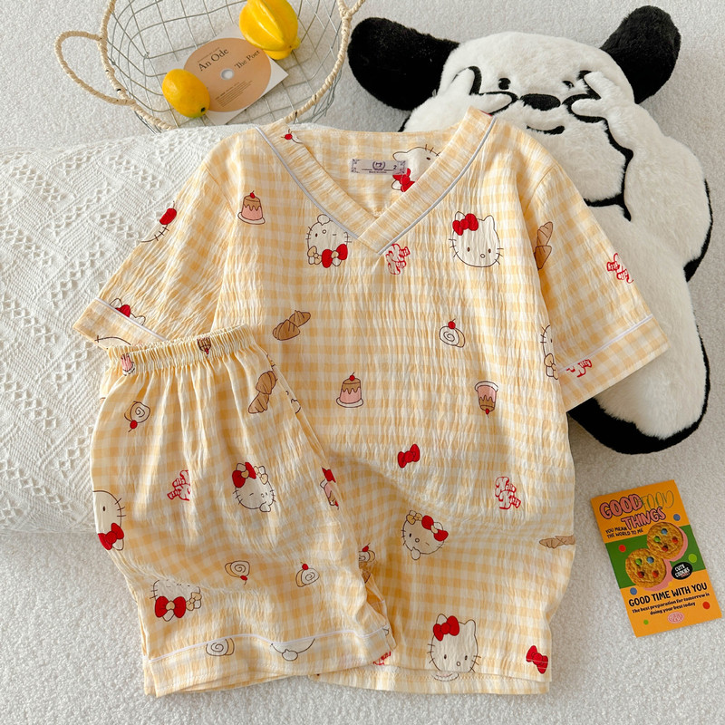 Amazon Foreign Trade Explosions Summer Short-sleeved Cloud Cotton Pajamas Women's Loose Comfortable Ins TikTok Internet Celebrity Home Clothes