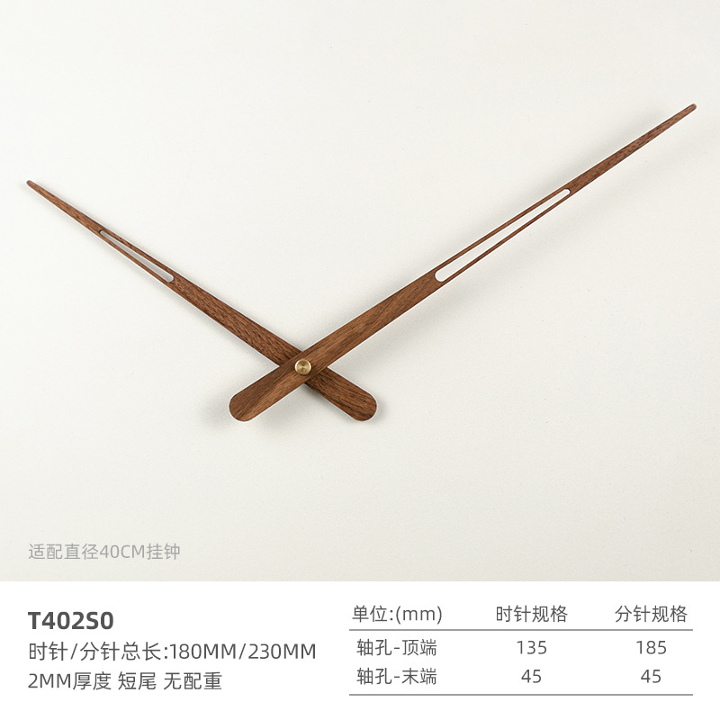 Español Reloj de pared madera maciza Nogal Negro latón gran torque gran puntero DIY minimalista salón luz creativa estilo lujo