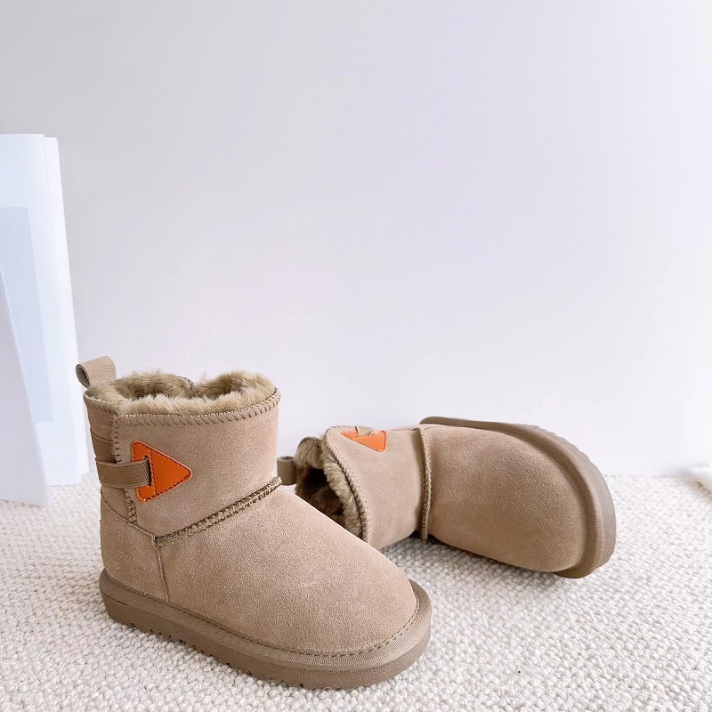 Neue Kinder-Schneestiefel aus echtem Leder, plüschig und warm für Jungen und Mädchen, wasserdichte Mädchenstiefel, Baby_voghion.com