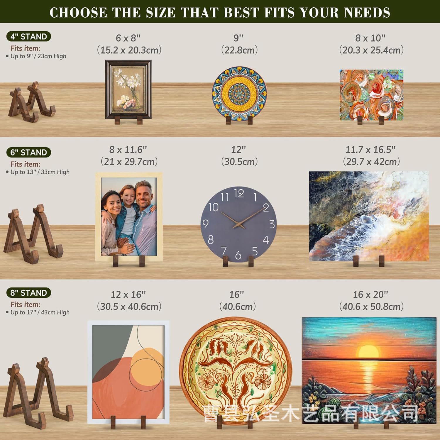 Marco de fotos de madera Soporte de base de mesa de decoración antigua Soporte de base Mostrador de cocina Marco de cocina de madera maciza