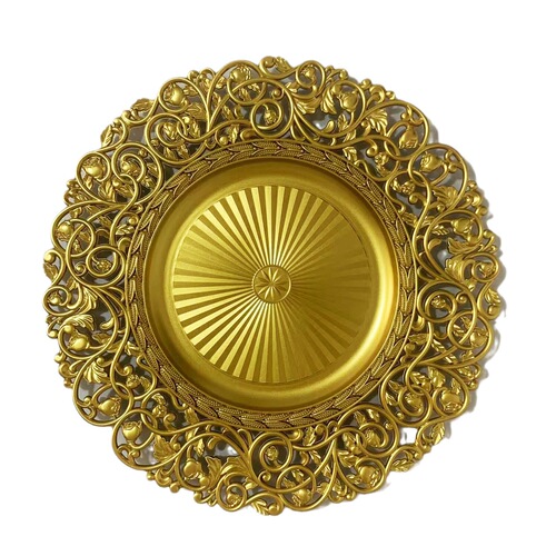 Foreign trade transparent wedding hotel party spray paint craft decorative plastic deep fruit plate golden shiny large fruit plate round