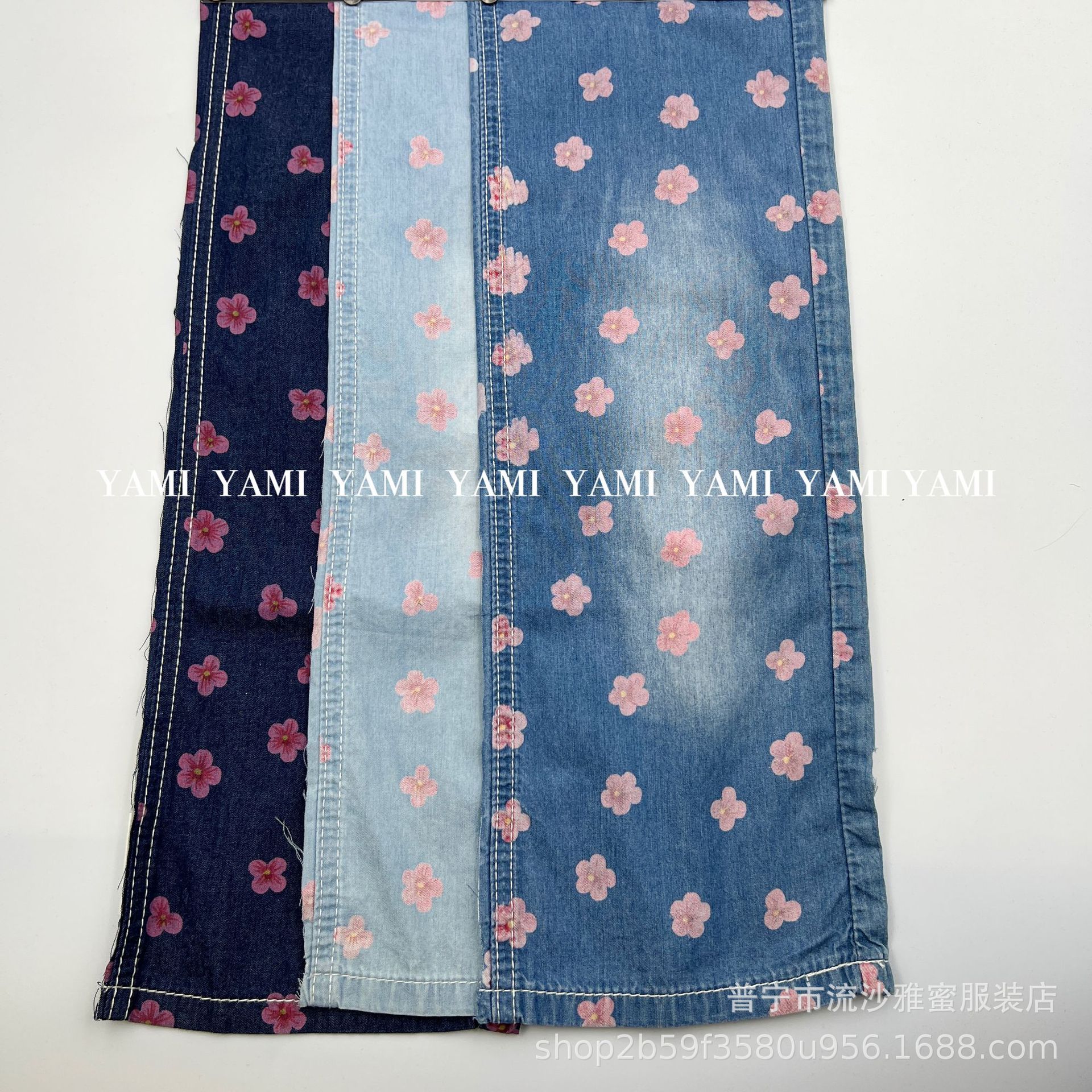 Colorido impreso Denim algodón llano 4,5 oz Denim flor impresa tela Denim camisa falda tela