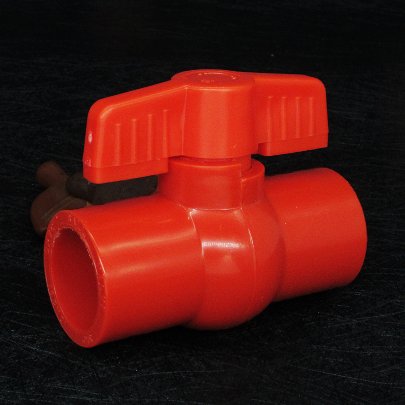 【全红色】厂家供应批发4分6分碟柄圆体塑料球阀 插口新料PVC球阀