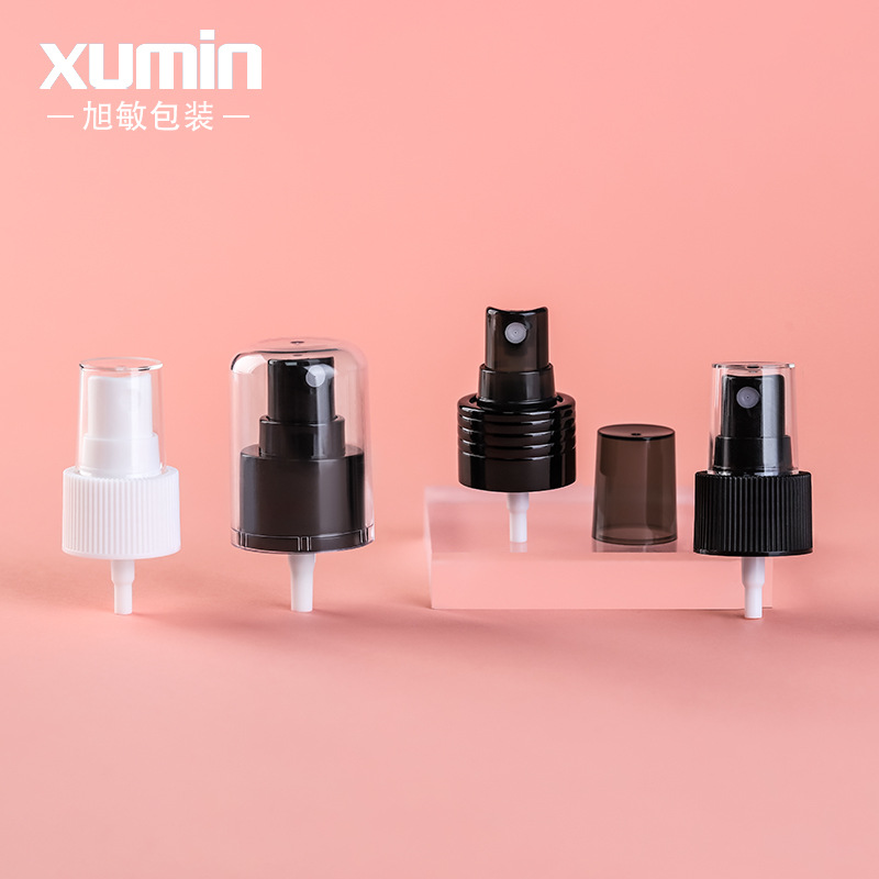 Xumin embalaje en stock botella de lavado de gran capacidad 300ml botella de spray de hombro plano transparente botella de spray negro PET esmerilado