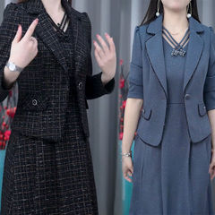 シングル/セット中年ファッションママ服2点セットワンピース女性春秋新作洋気セット女性春