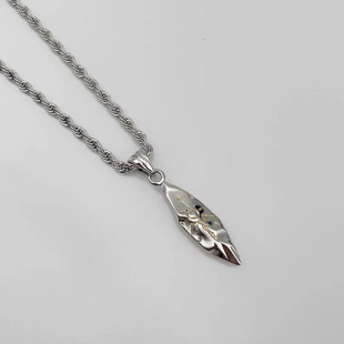 Retro silver-plated wishing stone necklace for men's trendy meteorite personalized design versatile and handsome hip-hop pendant sweater chain