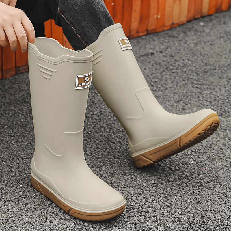 跨境新款男士雨鞋 环保料高筒男款雨靴户外防水鞋工地耐磨胶鞋