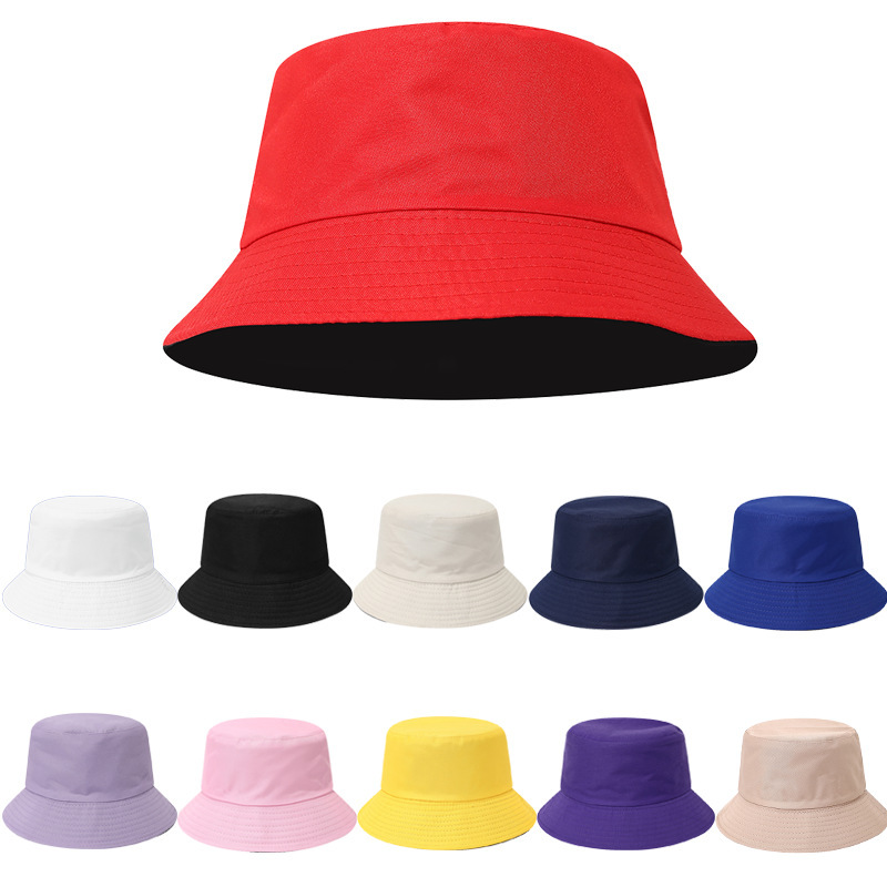 high quality Double-sided Fisherman Hat Women's Spring and Summer Light Panel Student Sunshade Basin Hat Cross-border Hat Solid Color Sunscreen Outdoor Hat