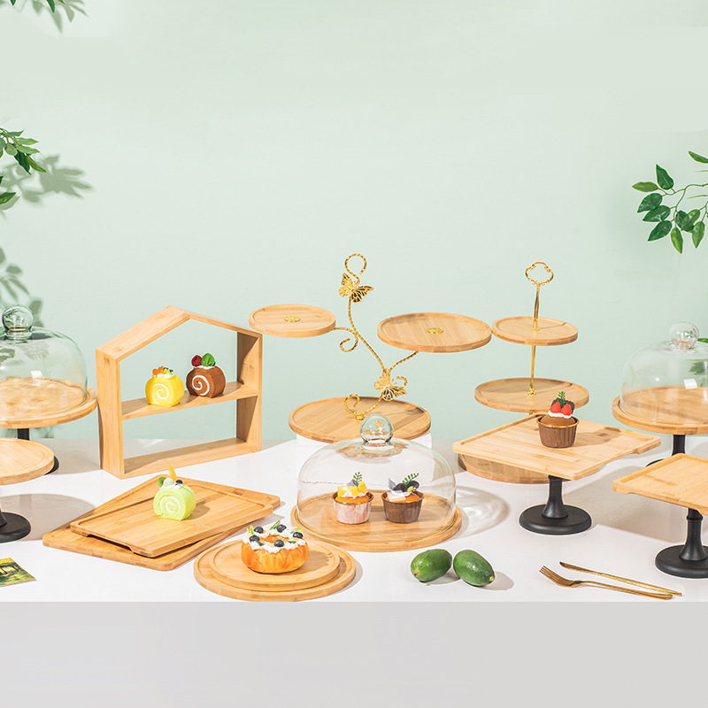 Mori Dessert Table Display Rack Wooden Ornaments Set Bread Cake Tray Snack Cold Dinner Tea Break Table