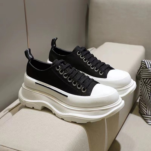 McQueen high-top canvas shoes, Naza same style white women's shoes, thick soles, built-in height, dad shoes, moccasin shoes
