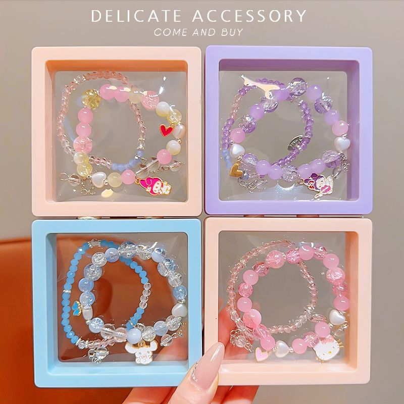 520 送信親友子供のブレスレット女の子ビーズブレスレット少女アメジストジュエリーブレスレット女の子 DIY ギフト|undefined
