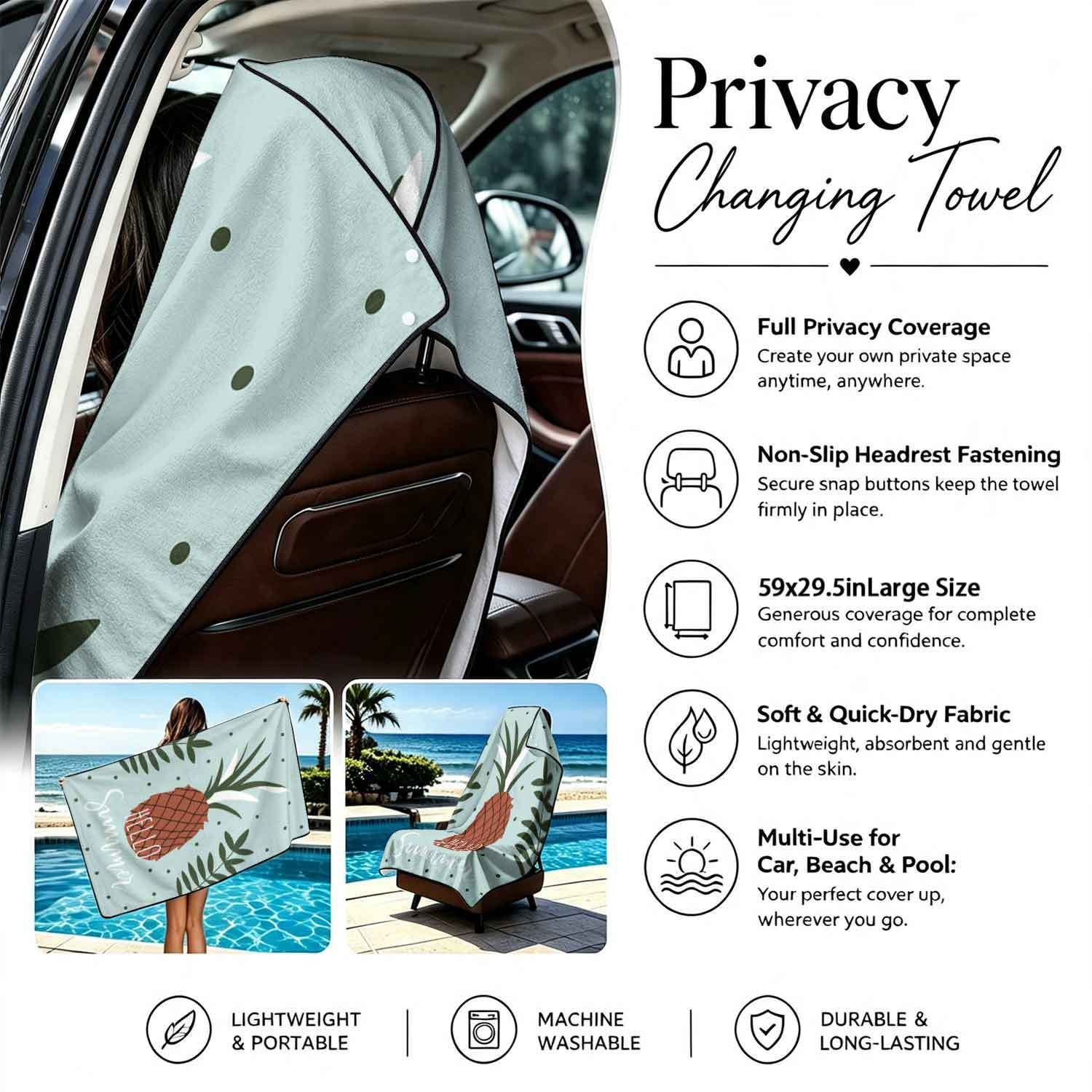 Summer bath towel and car seat cover 2-in-1, ultra-fine fiber outdoor beach and car dual-use universal seat cushion