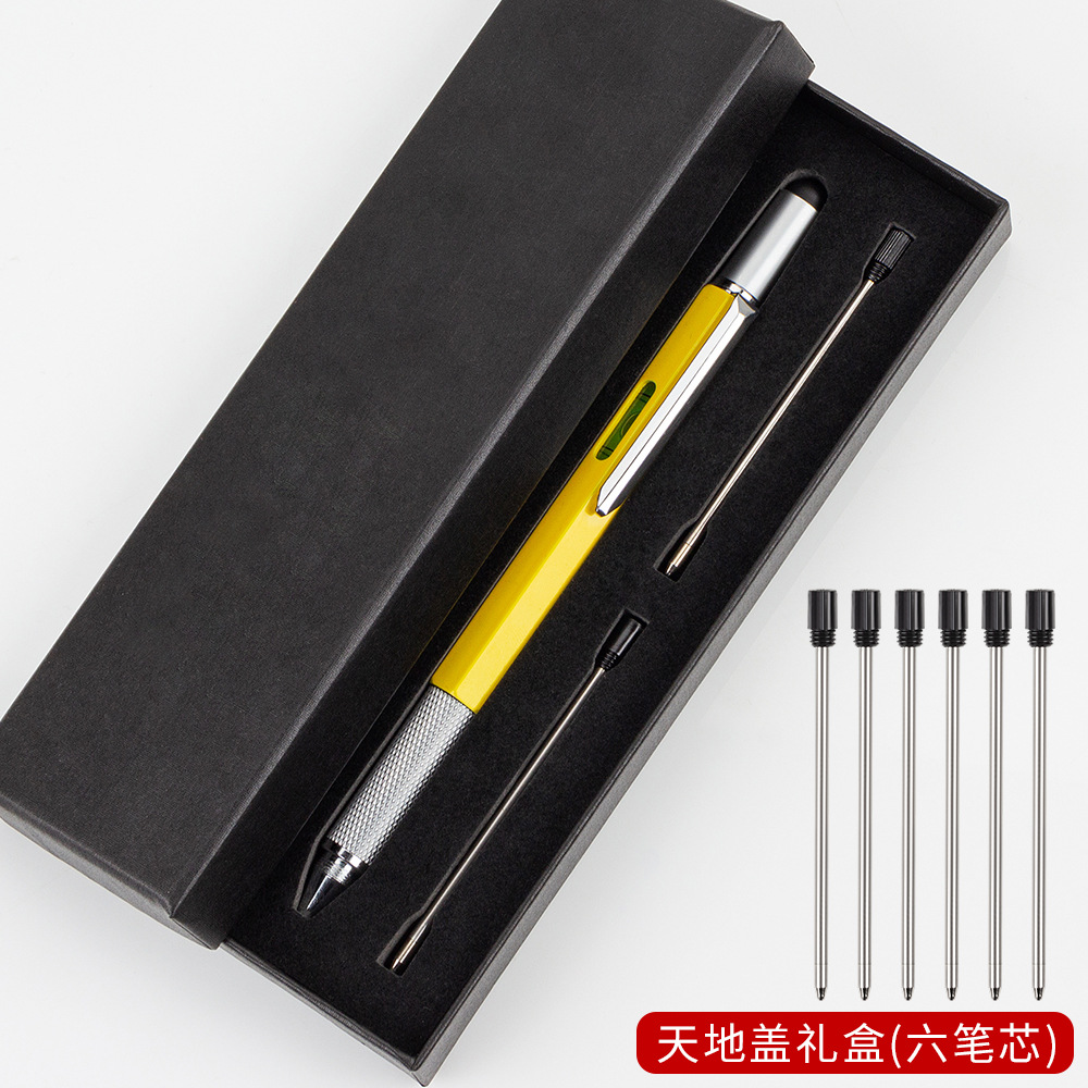 Regla de Metal Multifuncional 6 en 1 con Pantalla Táctil, Nivel, Destornillador Hexagonal y Bolígrafo