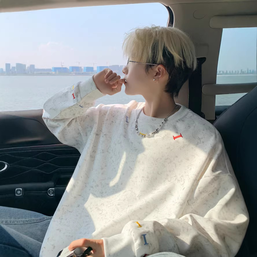 Embroidery Crew Neck Pullover Sweater Men's New Spring And Autumn Long Sleeve T-Shirt Men's Clothing Teen T Trend Loose Top_voghion.com