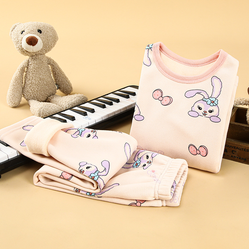 Traje de ropa interior térmica para niños con forro polar engrosado invierno niños bebés niños ropa de otoño pantalones largos ropa de abrigo para niñas traje