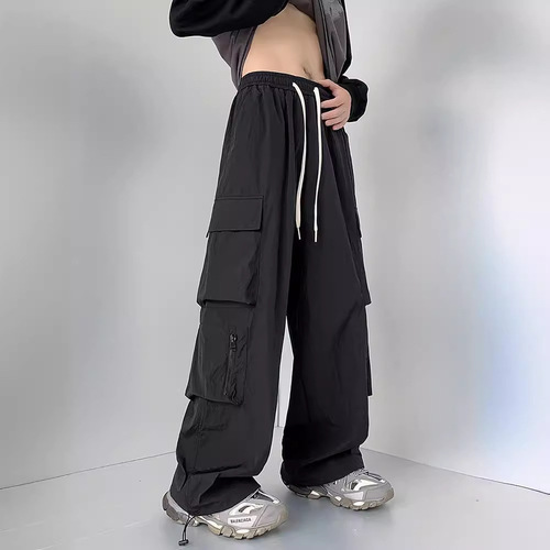 Men's Summer American-style Functional Cargo Pants: Straight-Leg, Wide-Leg, Ankle-Tied Design—Trendy, Edgy, and Street-Savvy—Available in Plus Sizes